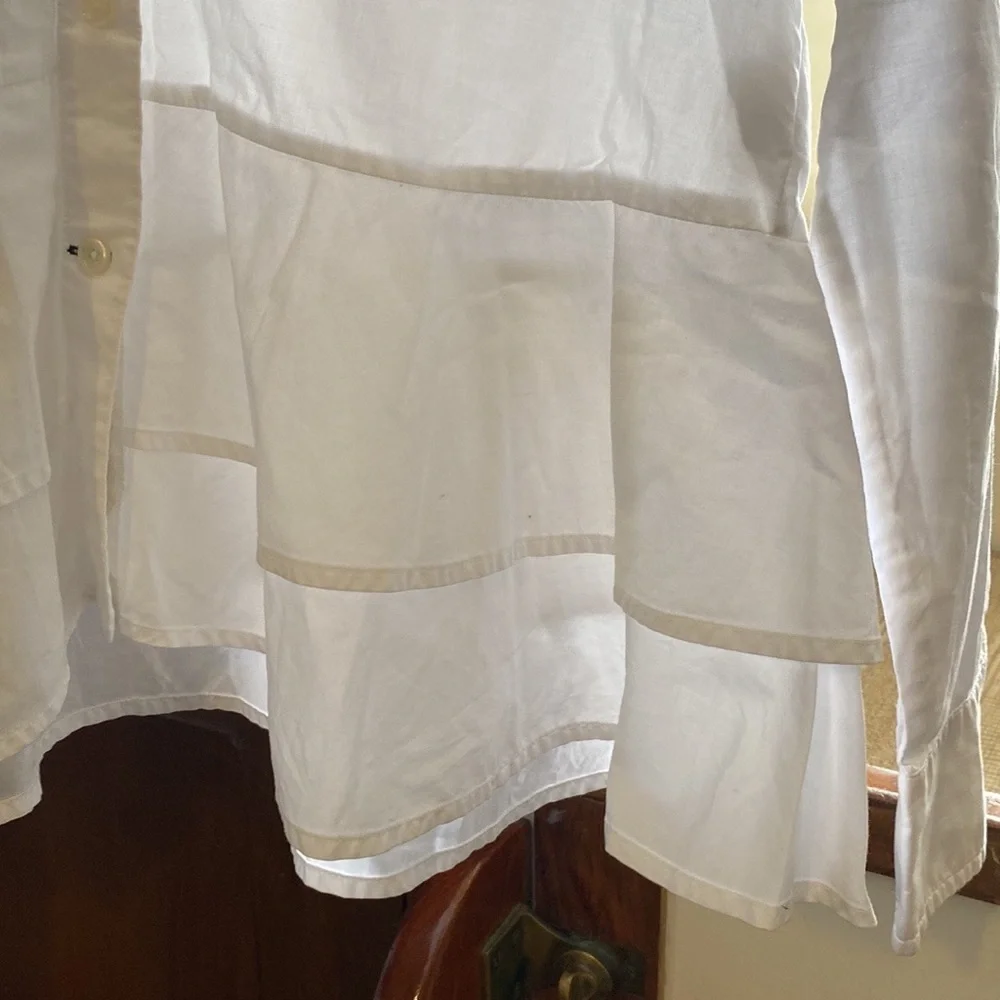 Kate Spade XS Broom street flared button down collared white shirt